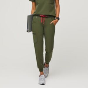 Olive Green Zamora Jogger Pants with Orange Accents XL/ P moss.